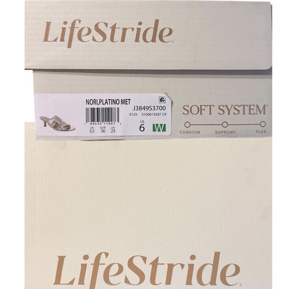 LifeStride Nori Platino Metallic Gold Kitten Heel Dress Sandal Womens Sz 6W Wide - Picture 4 of 11